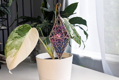 PURPLE Glass Magic Crystal Suncatcher Plant Stake