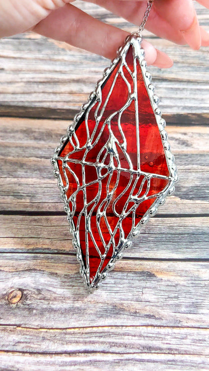 RED Glass Magic Fire Crystal Suncatcher Plant Stake